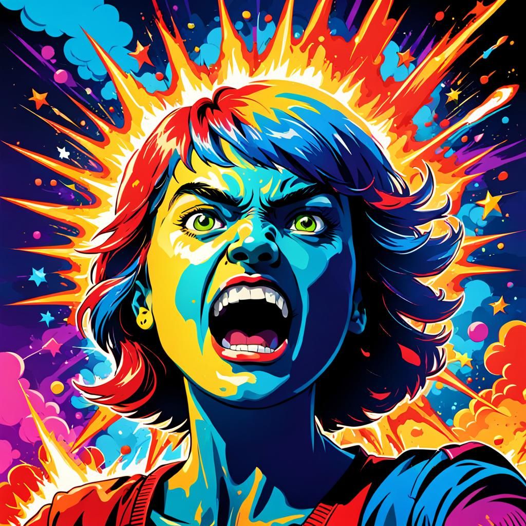 Vibrant Pop Art Explosion Burning Down the World