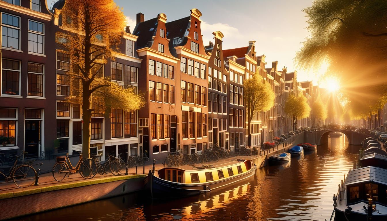 Amsterdam Canals in Golden Hour Light