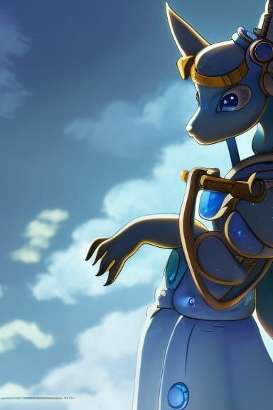 Steampunk Dragon Android in Anime Style