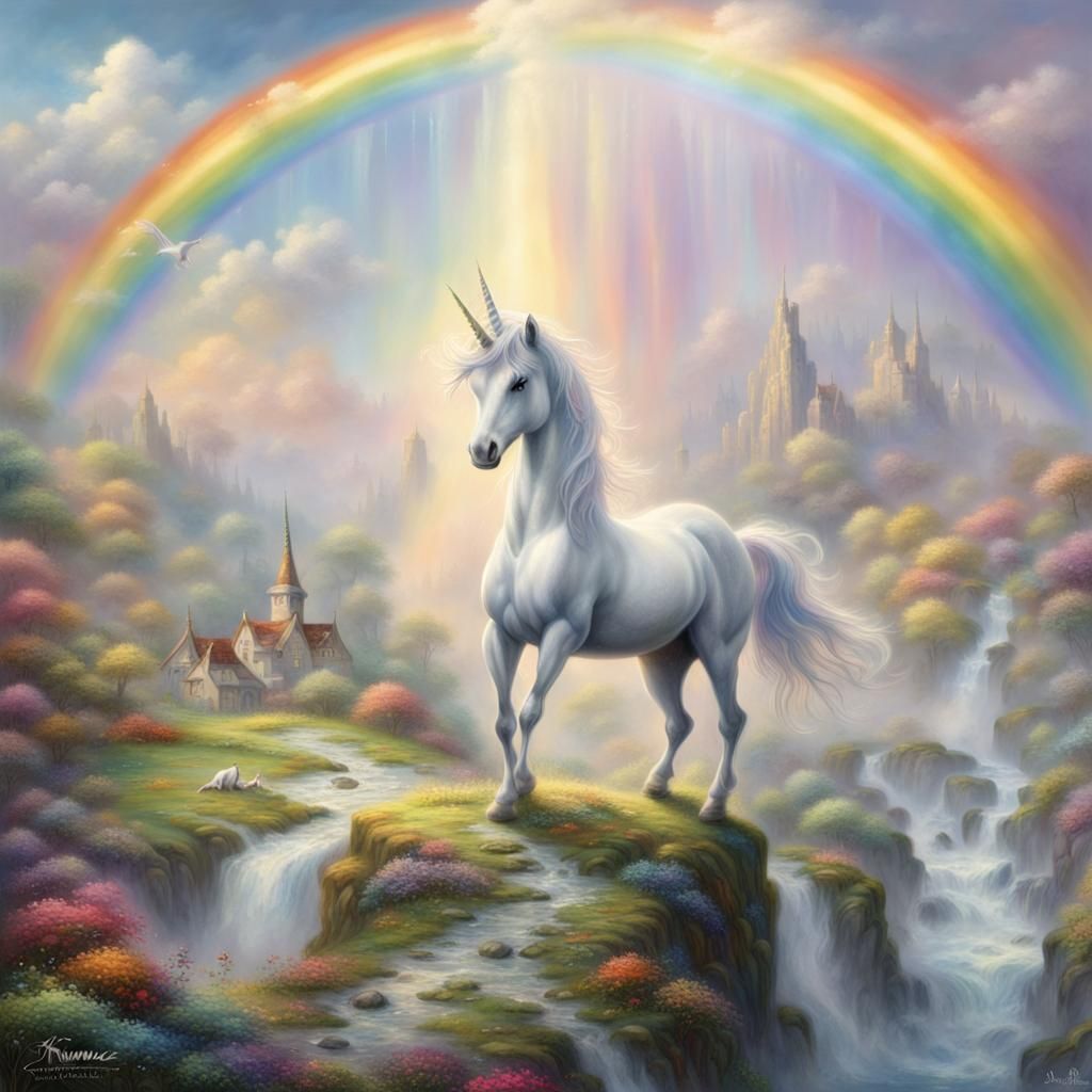 Ethereal Unicorn Fantasy on a Rainbow