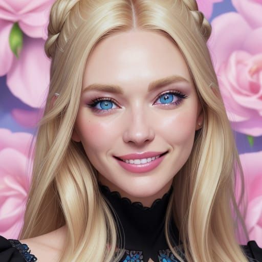 Hyperrealistic Portrait of a Smiling Blonde Woman