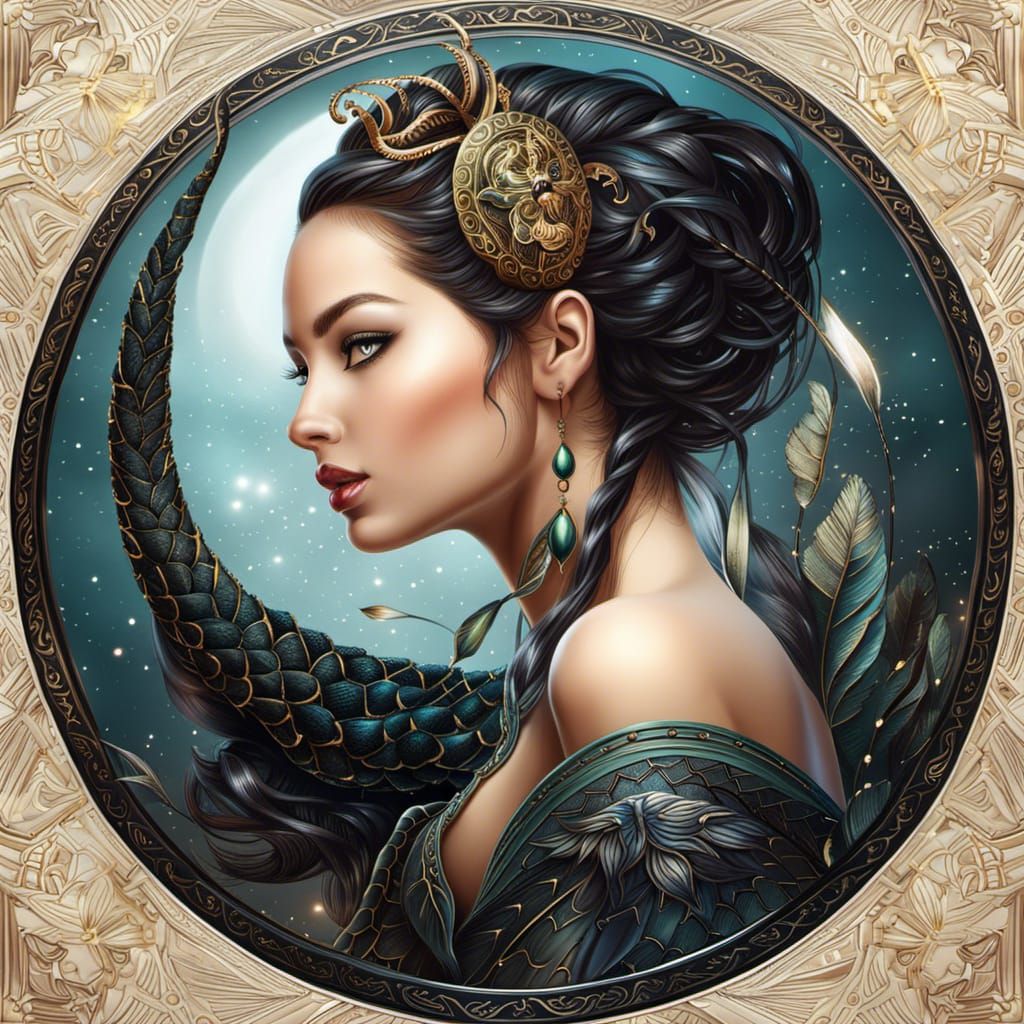 Scorpio Zodiac Sign: Hyperrealistic Woman in Black
