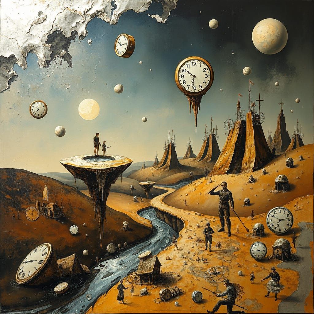 Surreal Landscape with Floating Islands in Dreamlike Style