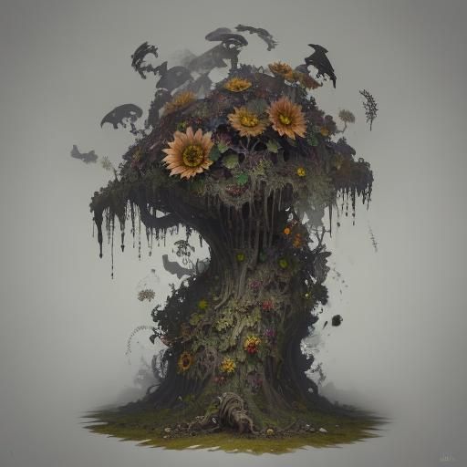 Dark Blightflower: Twisted Sunflower in Digital Painting