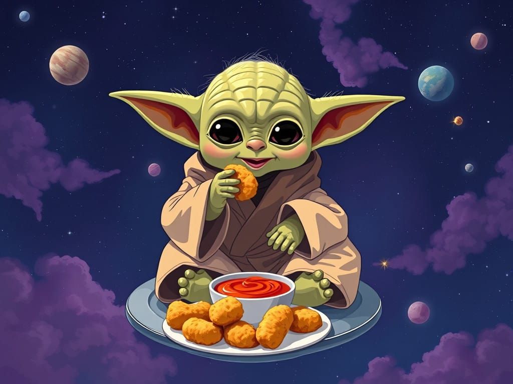 Baby Yoda in Cosmic Feast