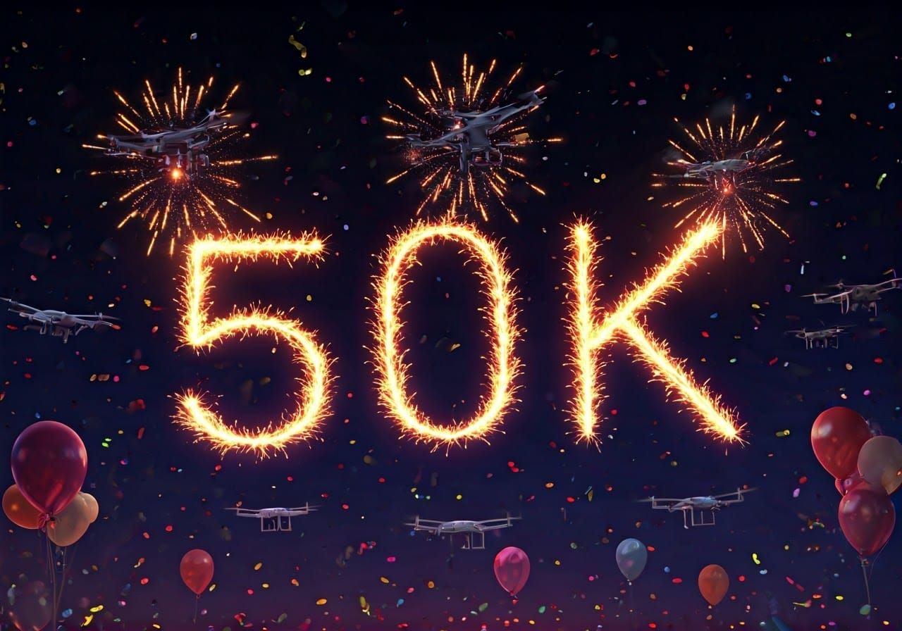 Dazzling Drones Spell Out 50K in Night Sky