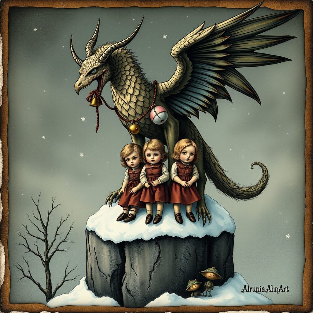 Mysterious Winter Gryphon Captures Distressed Dolls