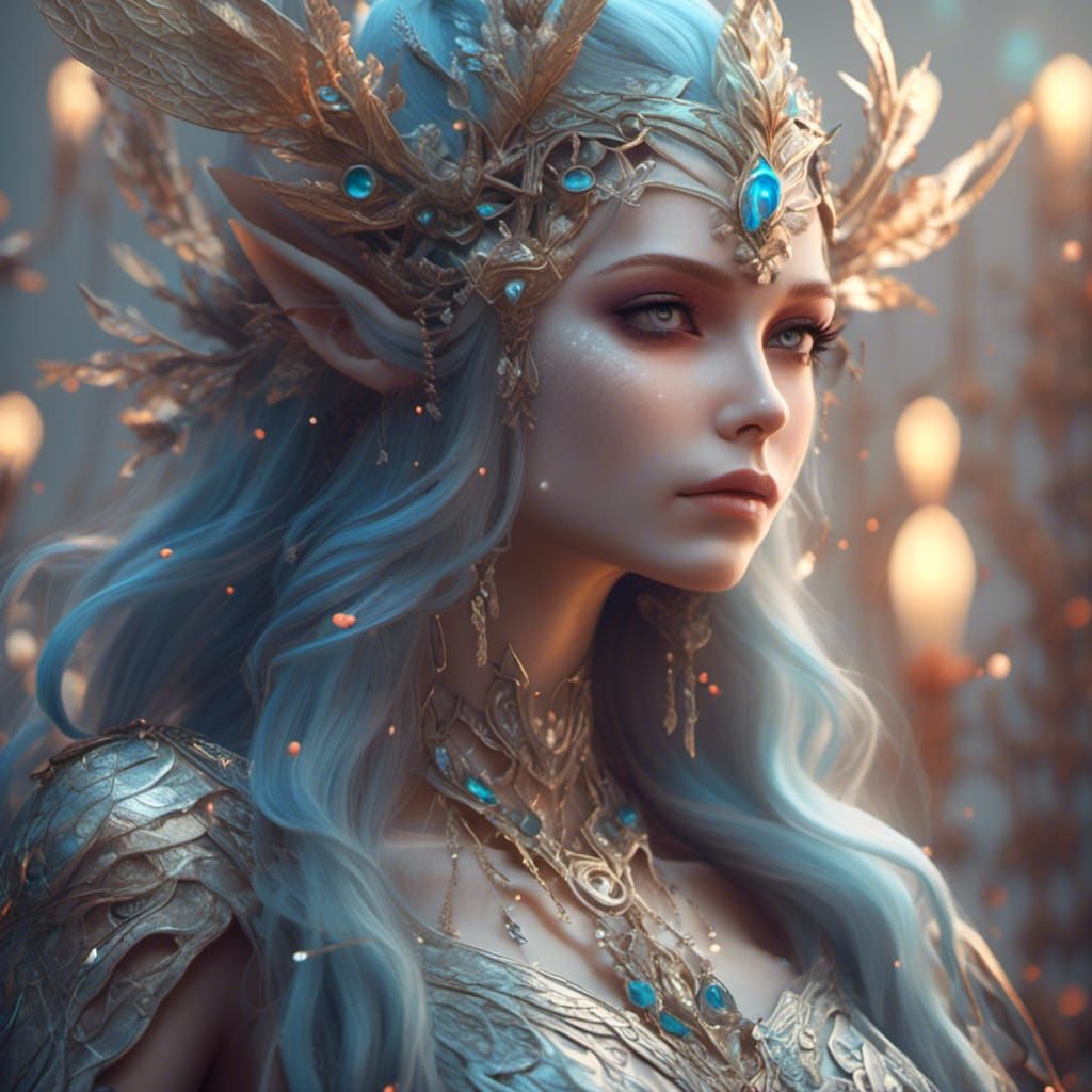 Ethereal Elven Goddess in Hyperrealistic Style