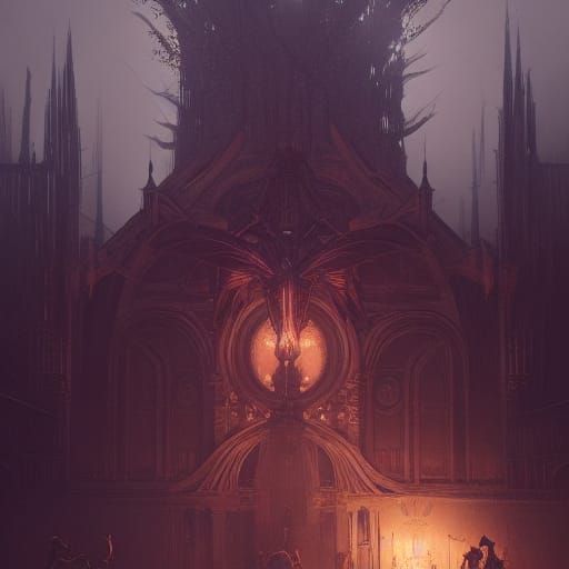 Dark Fantasy Masterpiece in Purple and Yellow