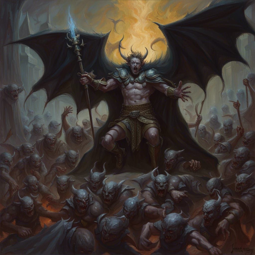 Necromancer Summons Demons Against Dark Knight