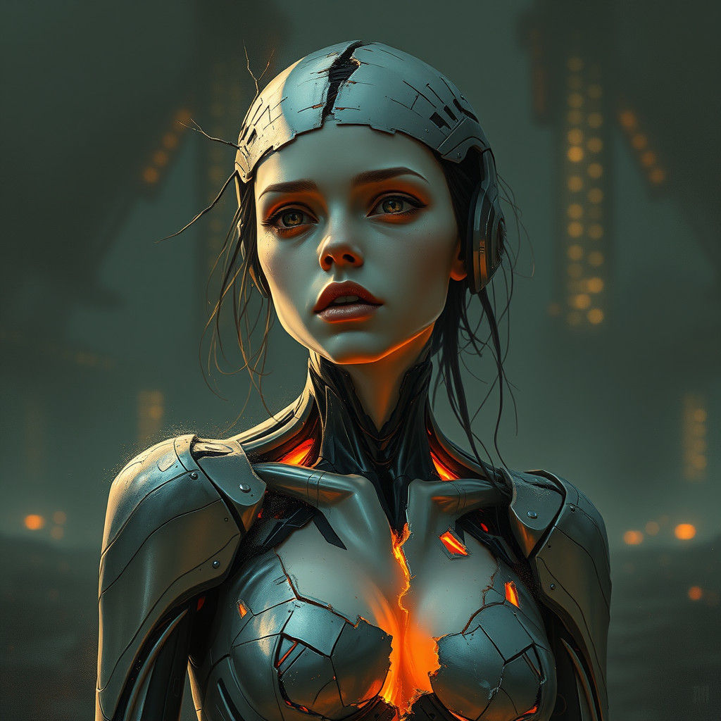 Cybernetic Woman Shattered by Love in Dystopian Future
