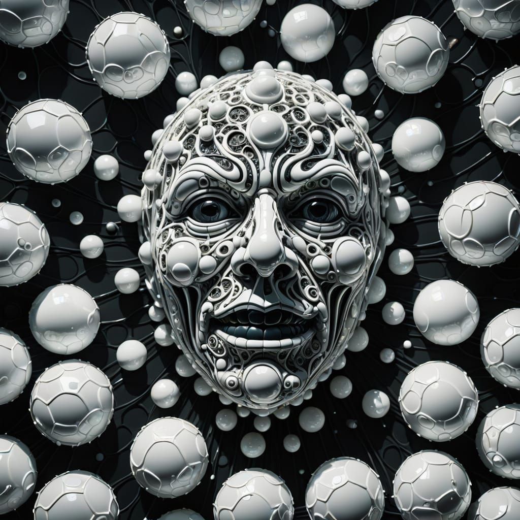 Surreal Grotesque Face Emerging in Digital Art