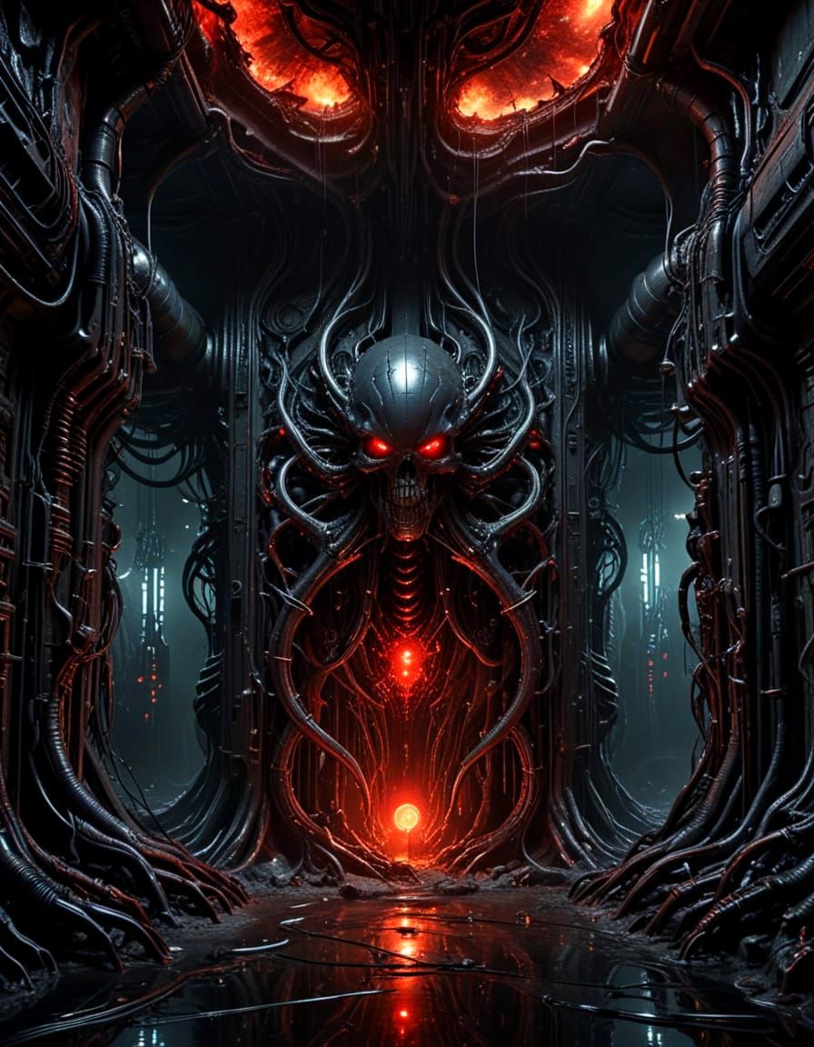 Biomechanical Lair in Cavern, HR Giger Inspired