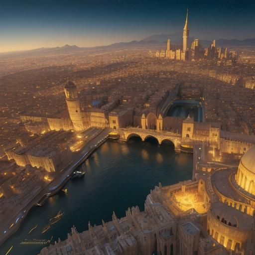 Heavenly Jerusalem Skyline in Dreamlike Color Field Style