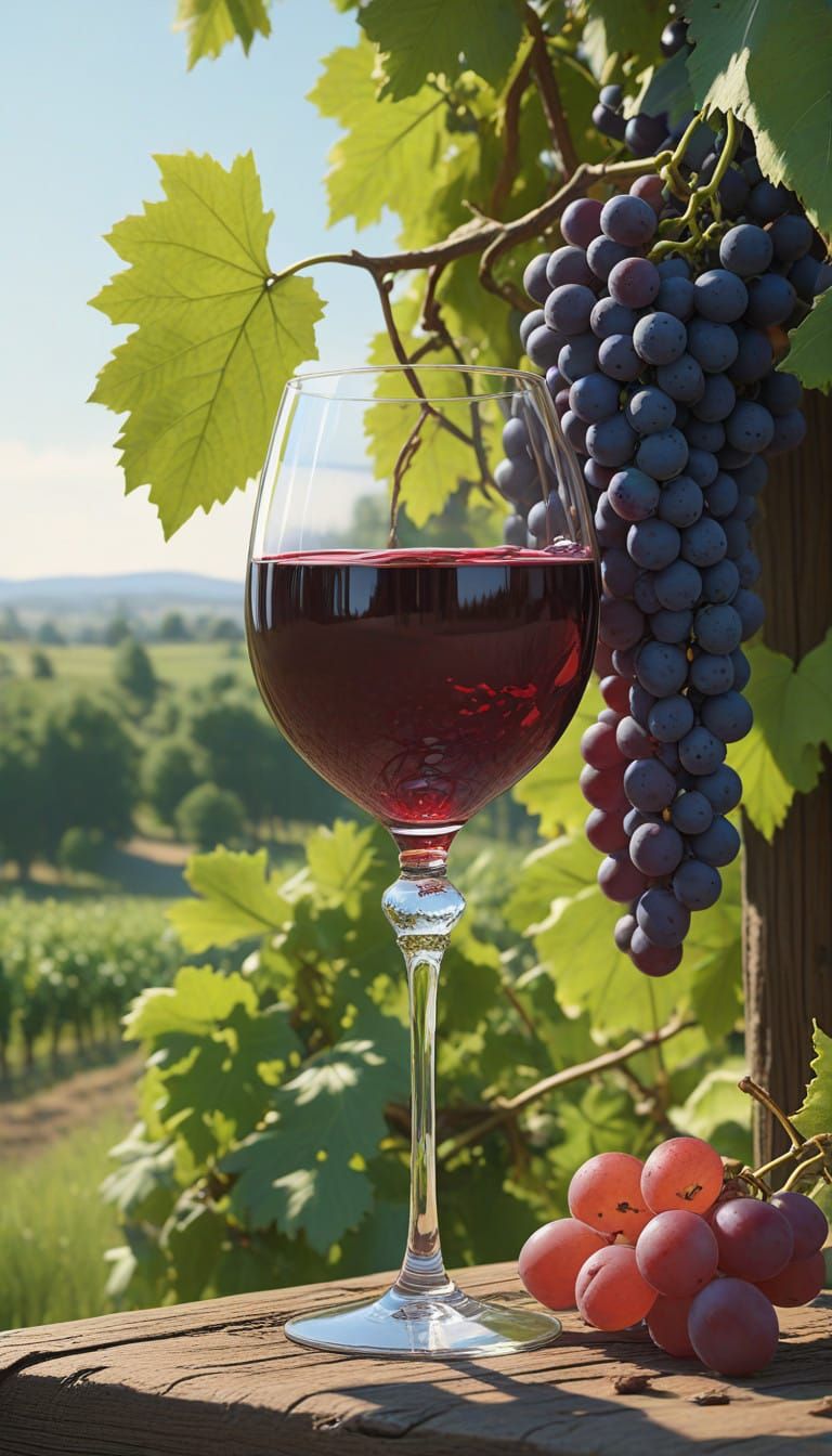 Crystal Wine Glass Gives Birth to Lush Vineyard