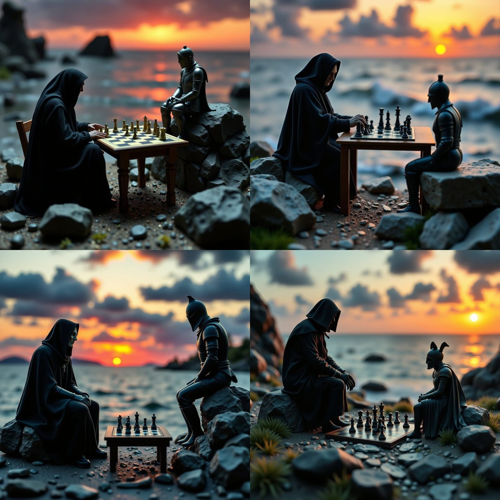 Grim Reaper Chess Diorama in Bergman Style