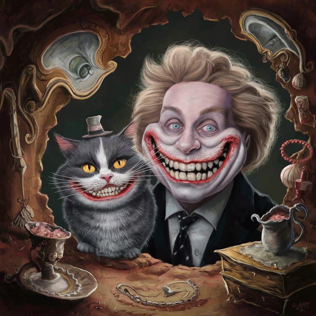 Surreal Cheshire Cat Grins in Wonderland Style