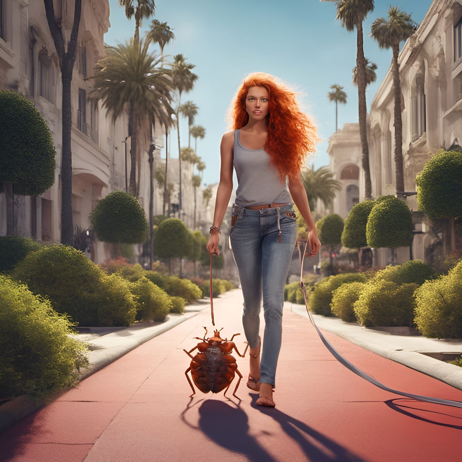 Supermodel Walks Pet Bedbug in Beverly Hills