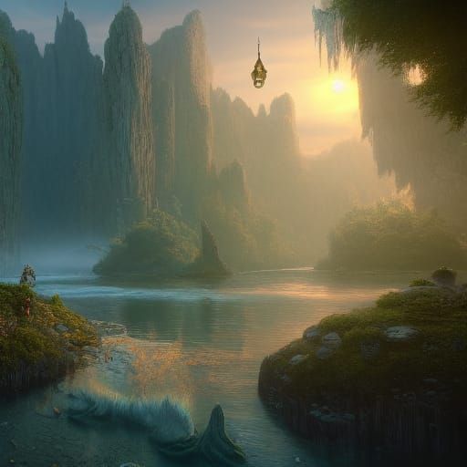 Fantastical River Under Deadly Bells: Matte Painting
