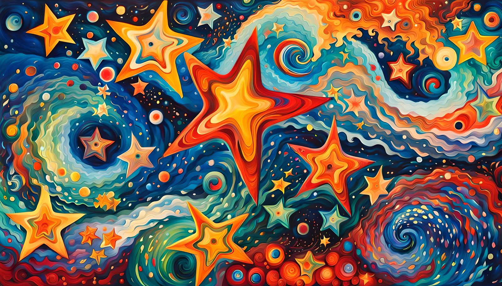 Iridescent Stars Formed from Cosmic Energy, Abstract Express...