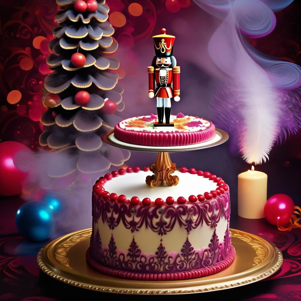 Nutcracker with a birthday cake