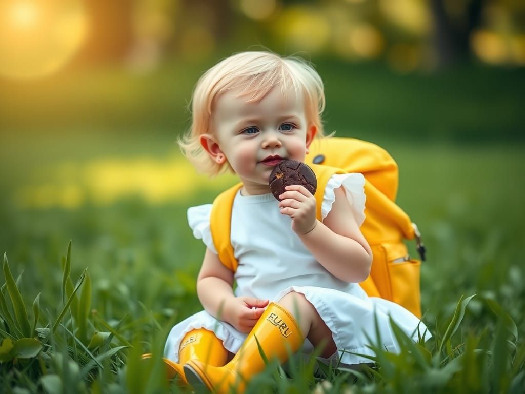 Toddler with Cookie in Leibovitz and Schoeller Style