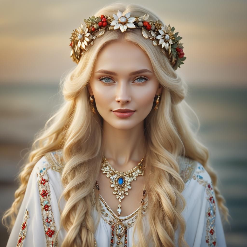 Slavic Beauty in Romantic Realism Style