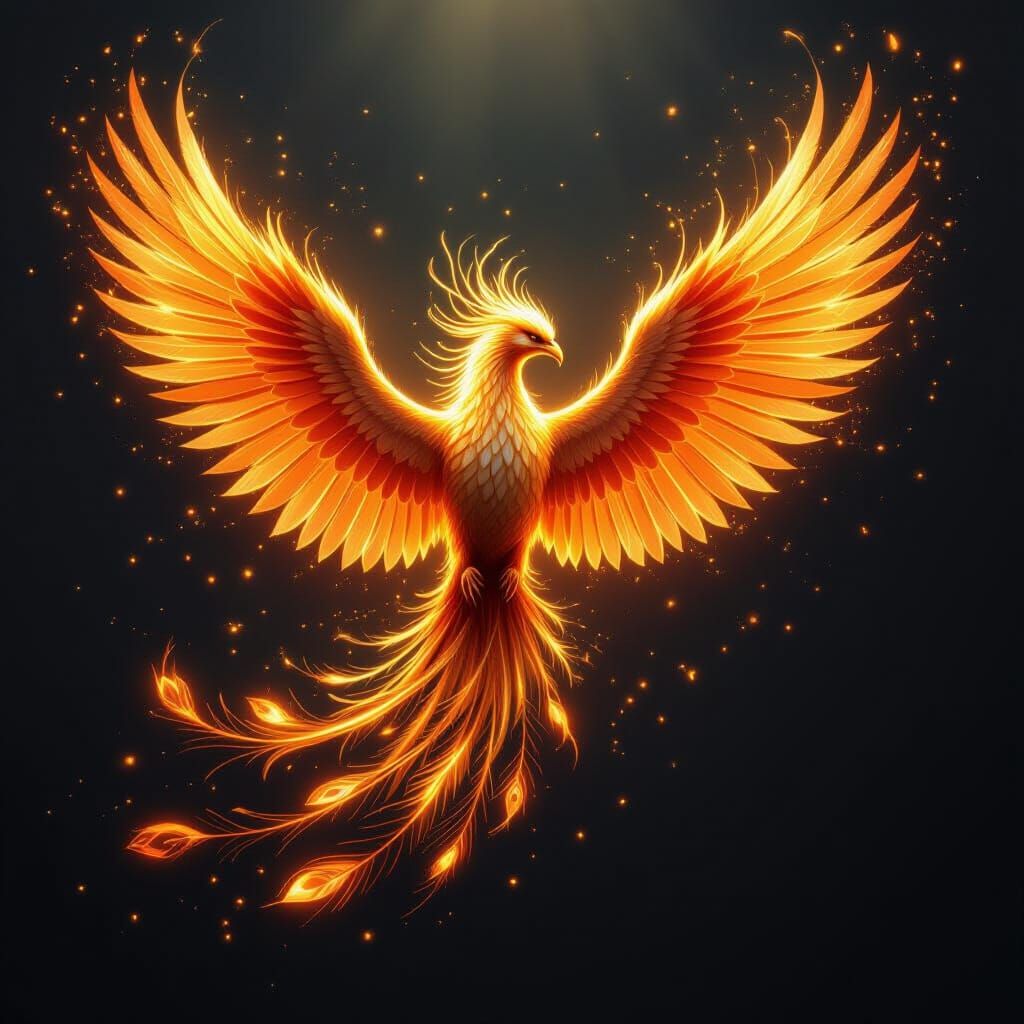 Majestic Phoenix Reborn from Light