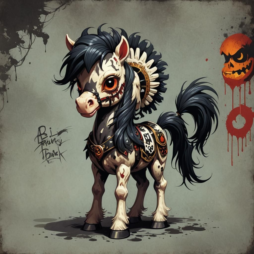 Sinister Pony in Dark Fantasy Style