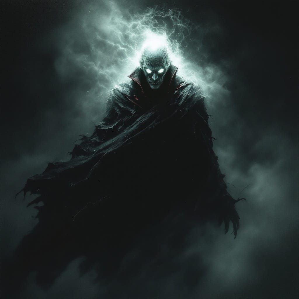 Ethereal Lord of Darkness in Haunting Fog