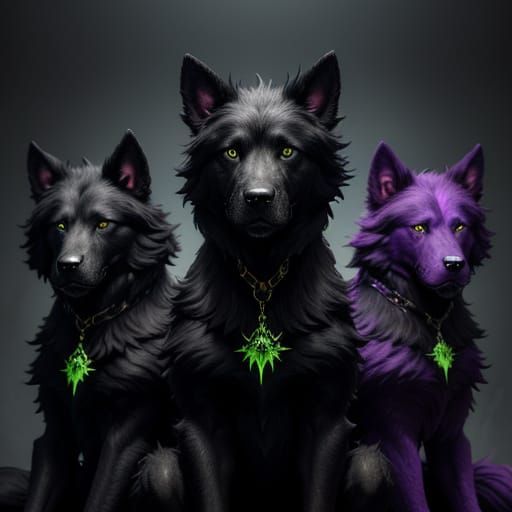Regal Cerberus in Vibrant Darkness