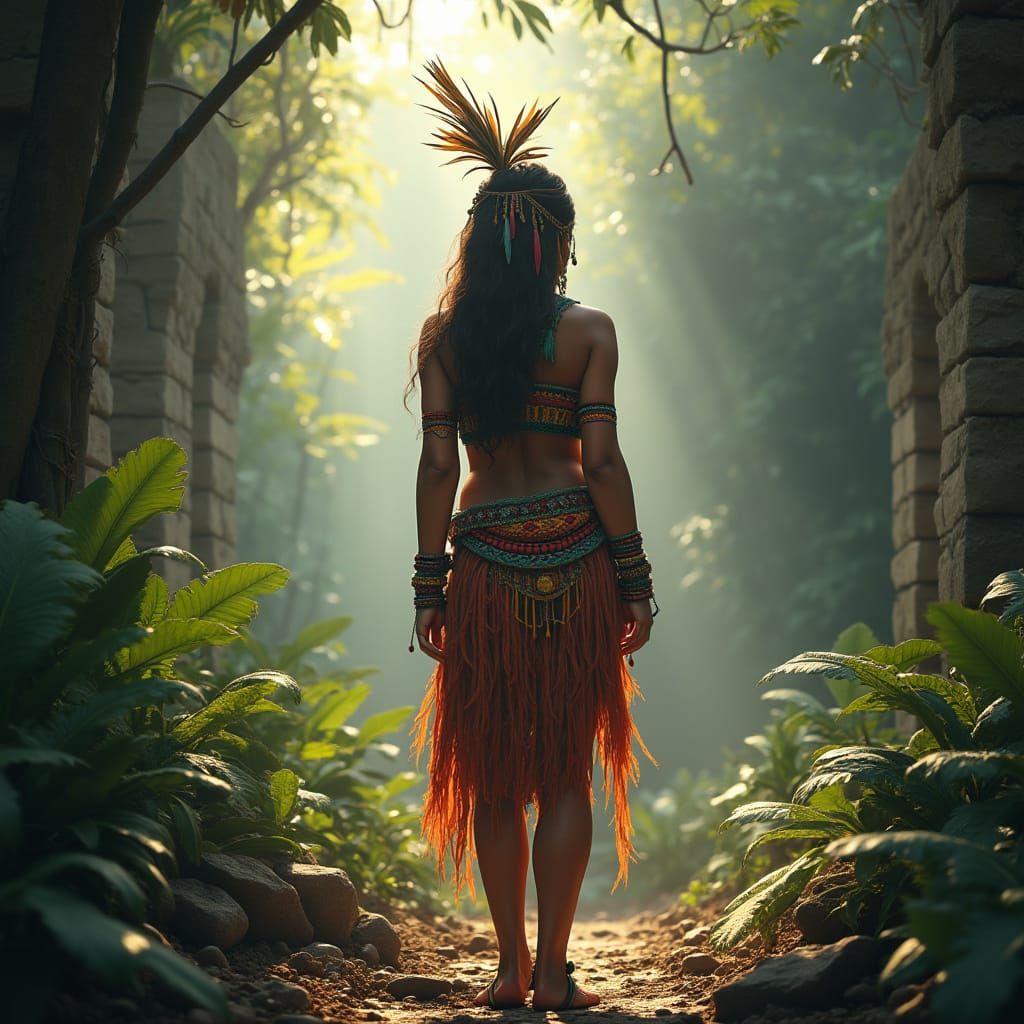Maya Woman in Jungle, Fantasy Concept Art
