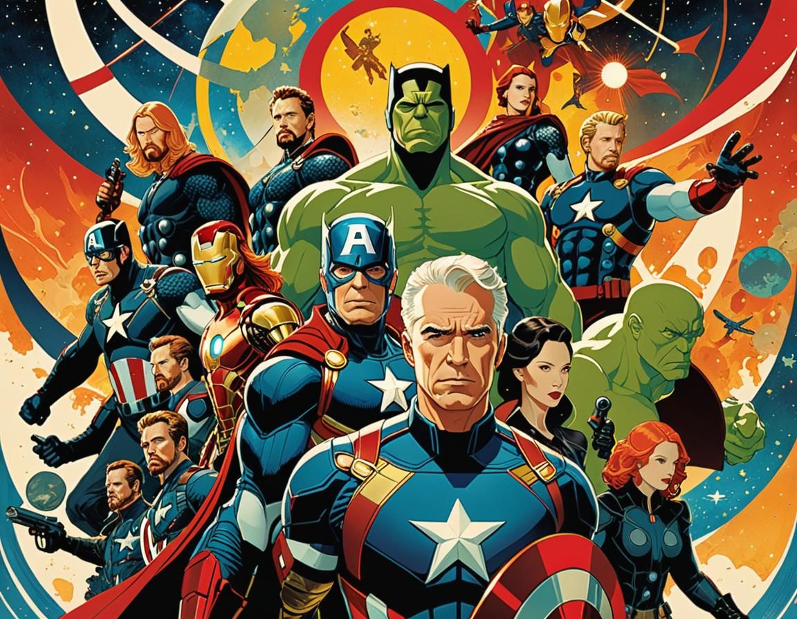 Avengers Film Poster in Comic Book Style