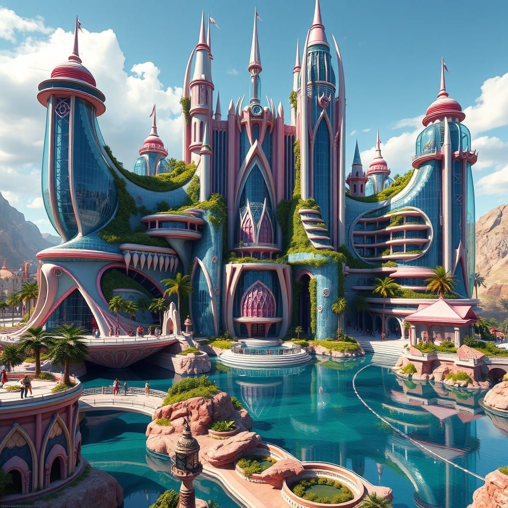 Futuristic Water Castle in Las Vegas Megastructure Style