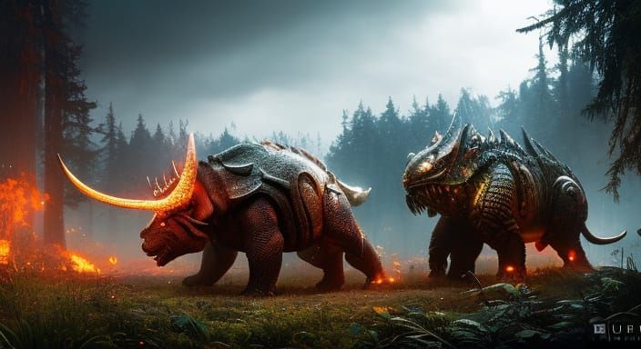 Friendly Triceratops with Puppy Eyes, Contemporary Art Style