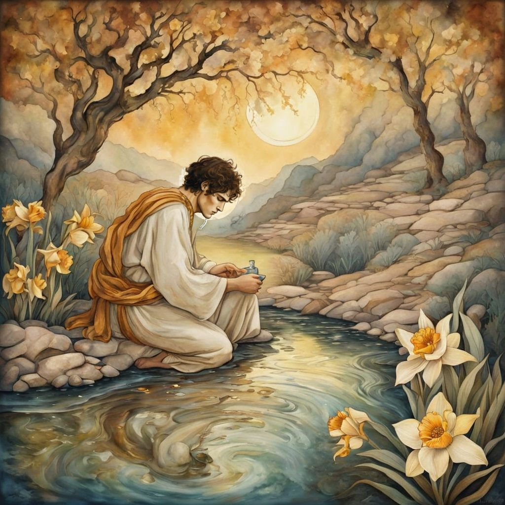 Narcissus in Ancient Greek Pottery Style