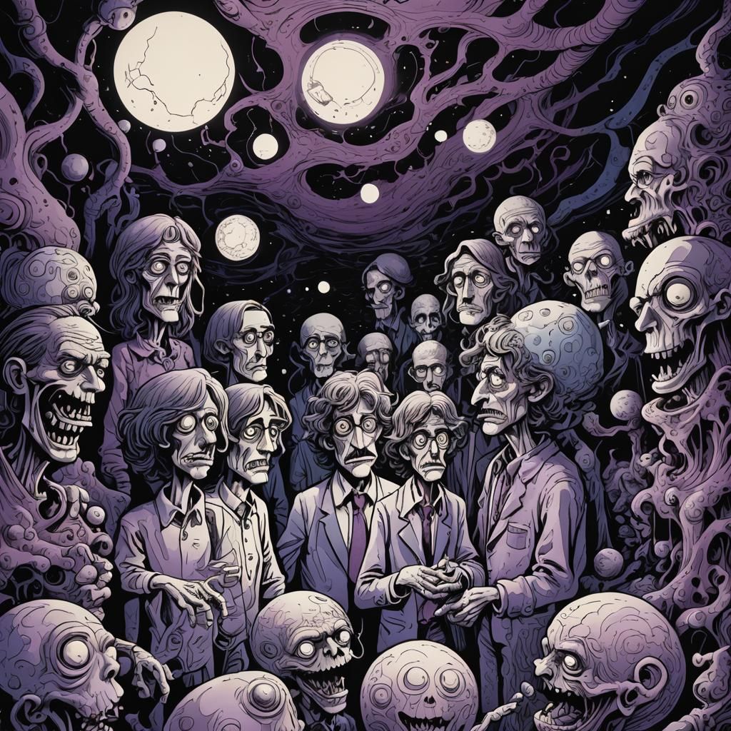 Surreal Underground Comix Dreamscape in Bold Ink