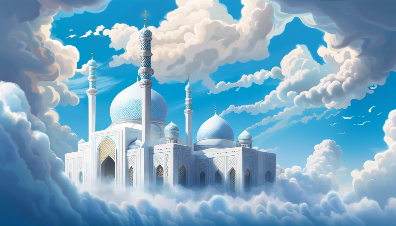 The mosque between the clouds