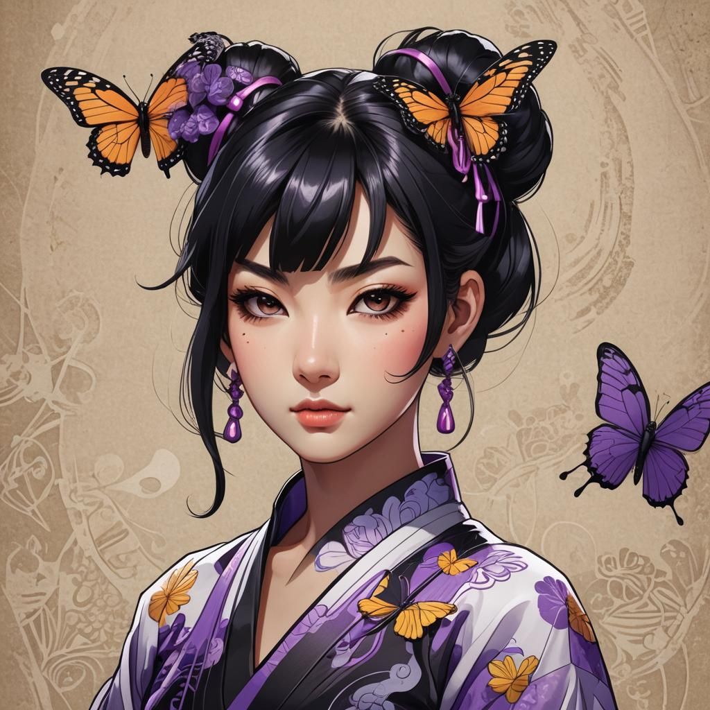 Manga Portrait of Confident Woman in Anime Style