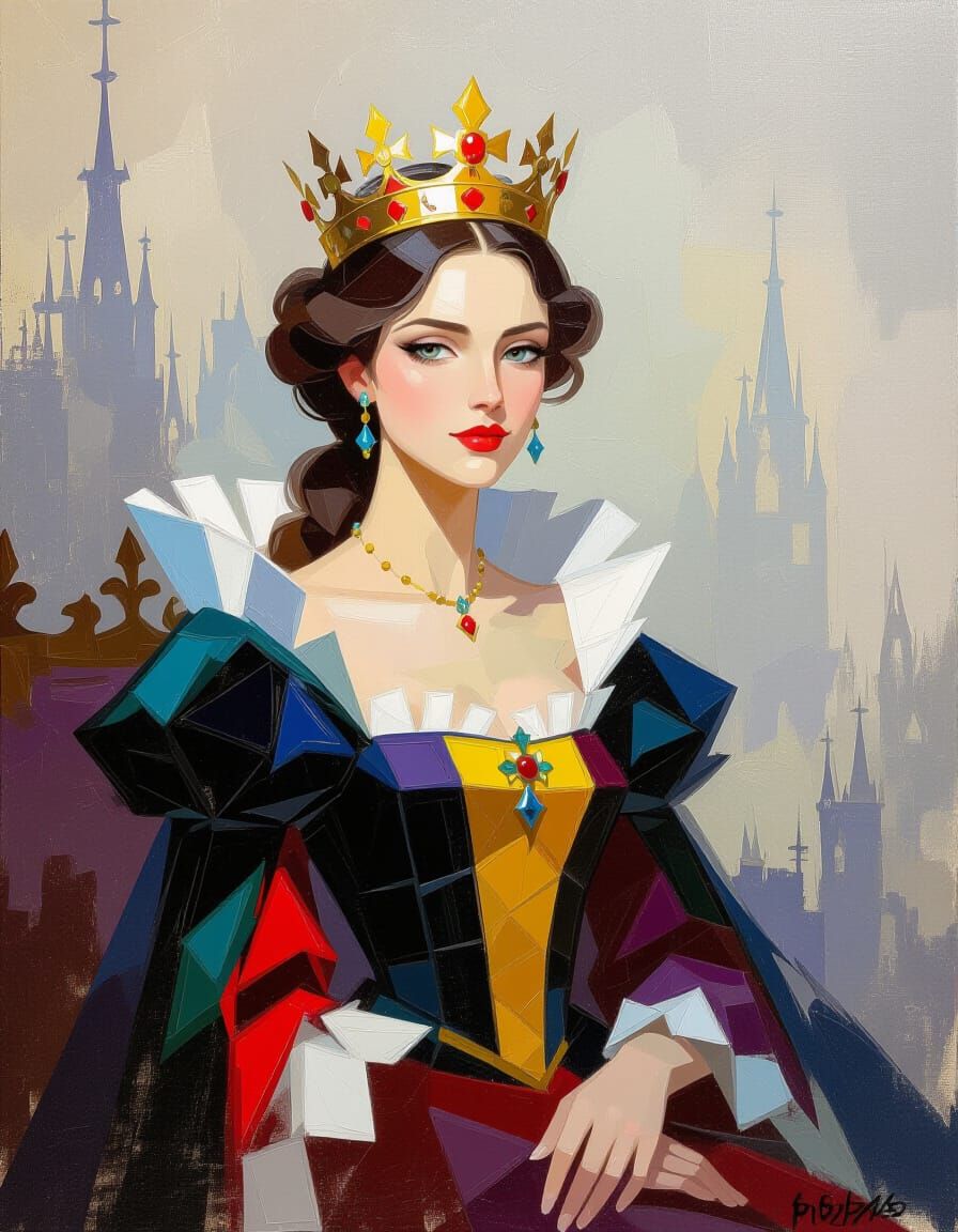 Gothic Queen in Impressionistic Oil Painting Style