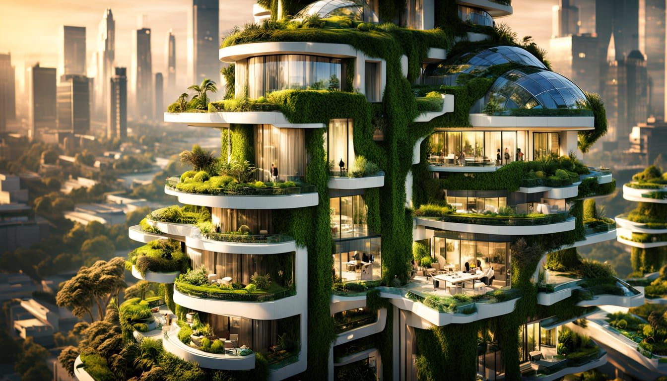 Surreal Futuristic Moon City Unfolds in Solarpunk Style