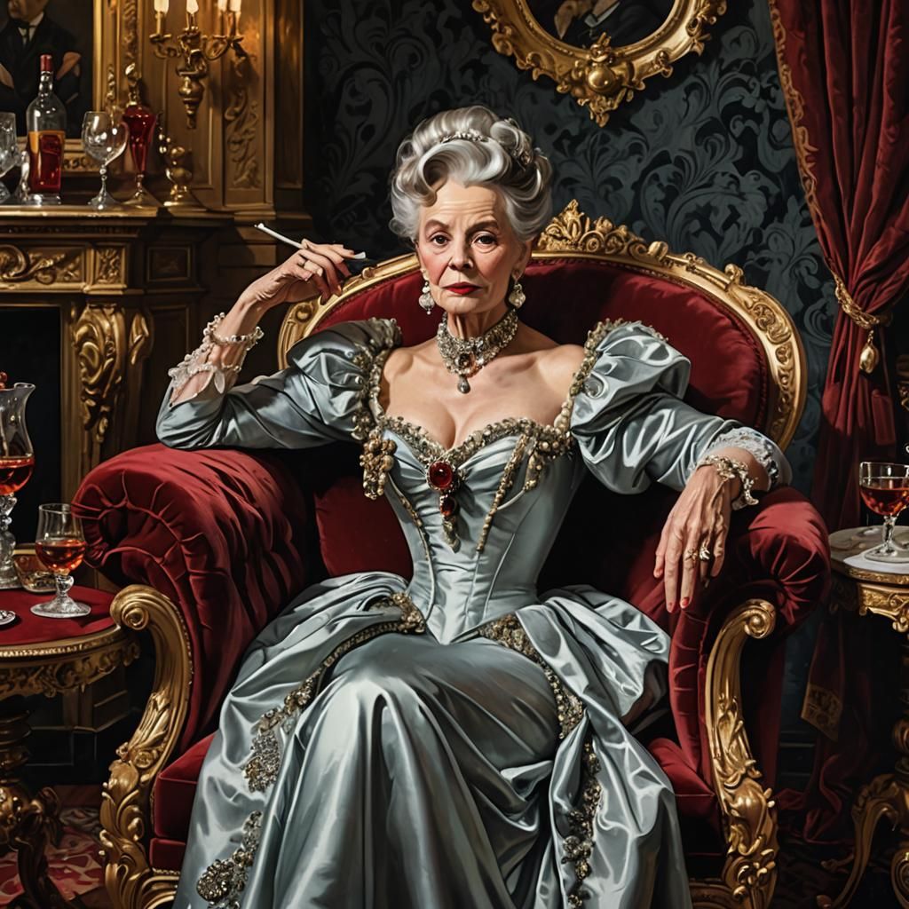 Elegant Older Women in Victorian Setting, Moody Aesthetic