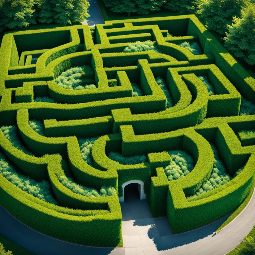 Intricate Mint Leaf Maze in Hyperrealistic Style