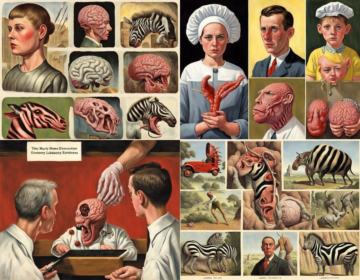 A Vintage-Inspired Painting of a Fearsome Brain Operation