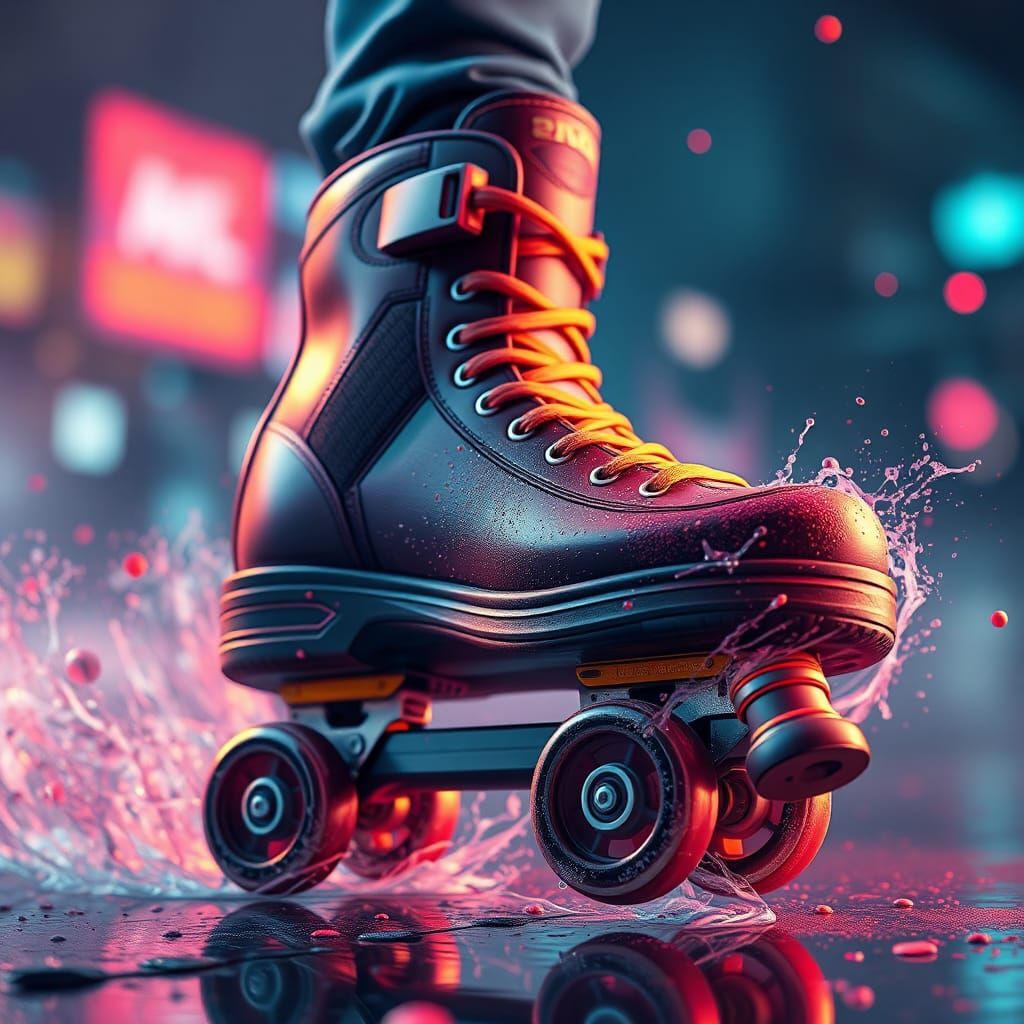 Detailed Artistic Roller Skate: Matte Painting