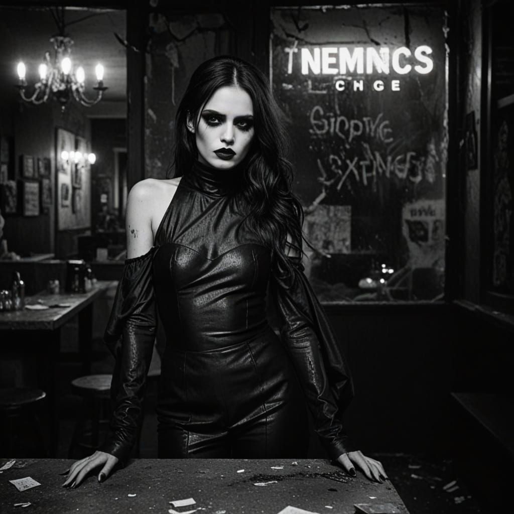 Fashion Model Poses in Gritty Urban Coffee Shop