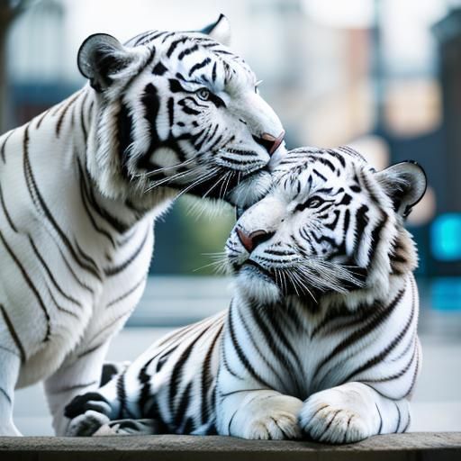 White Tiger Portrait with Blue Eyes