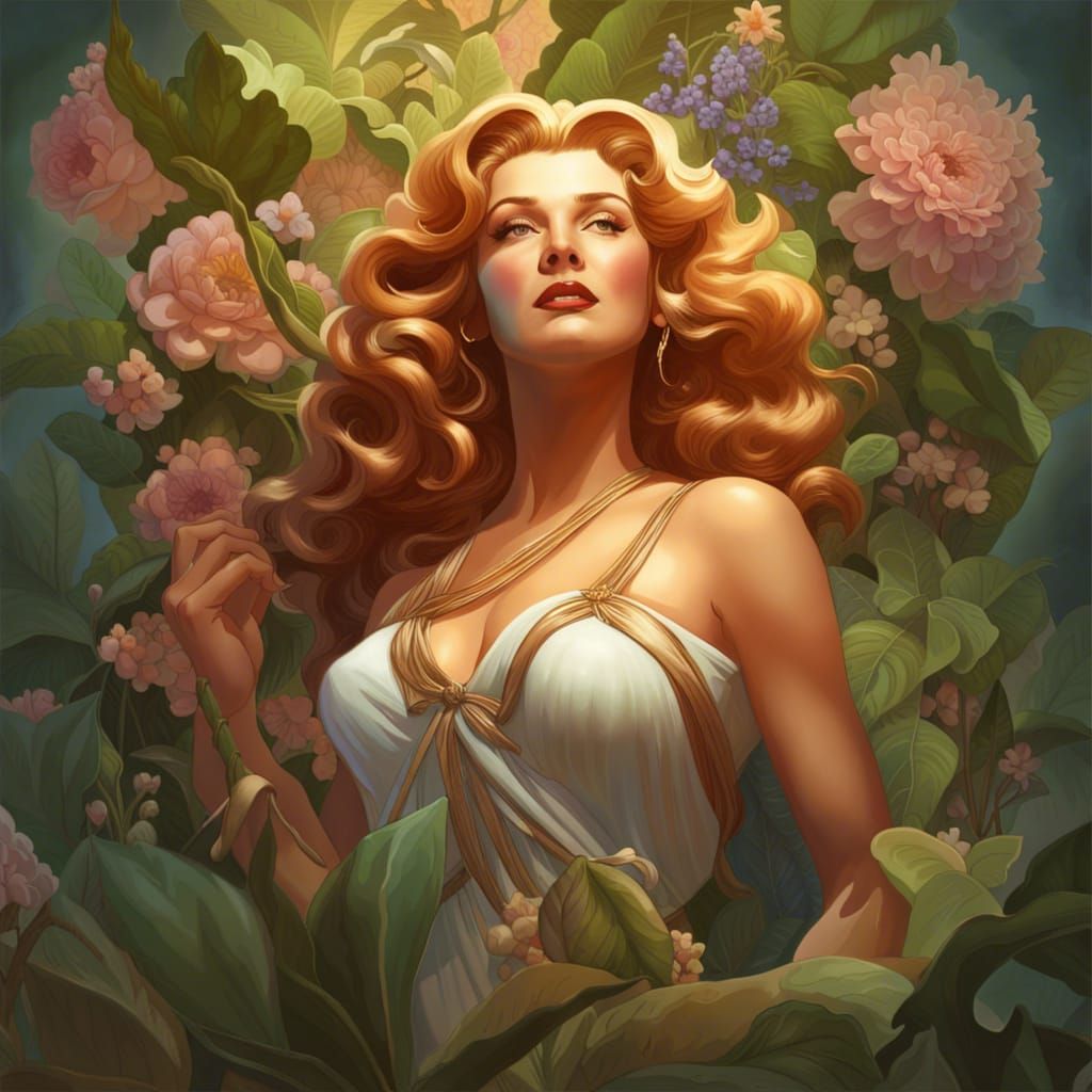 Nature Goddess in Art Nouveau Style