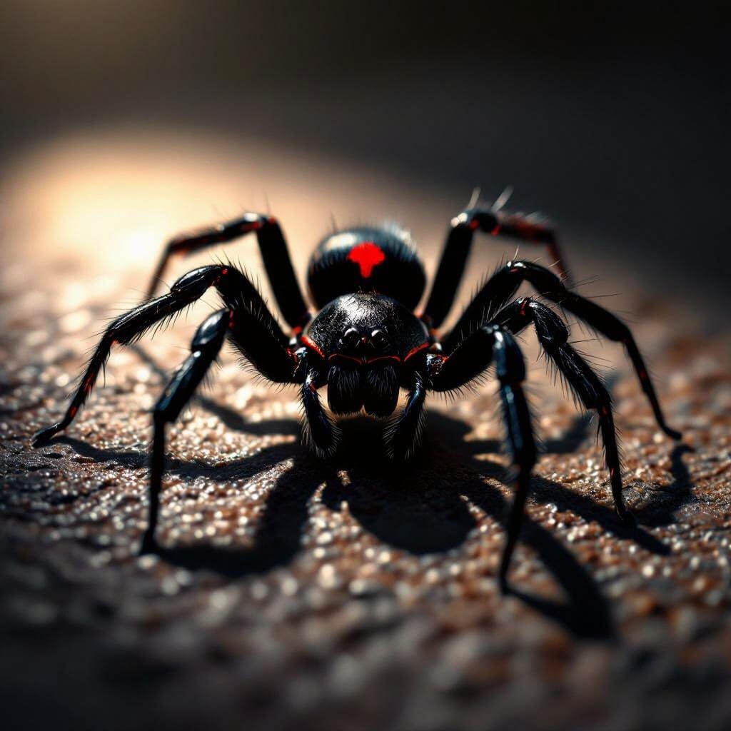 Hyperrealistic Macro Photo of Black Widow Spider