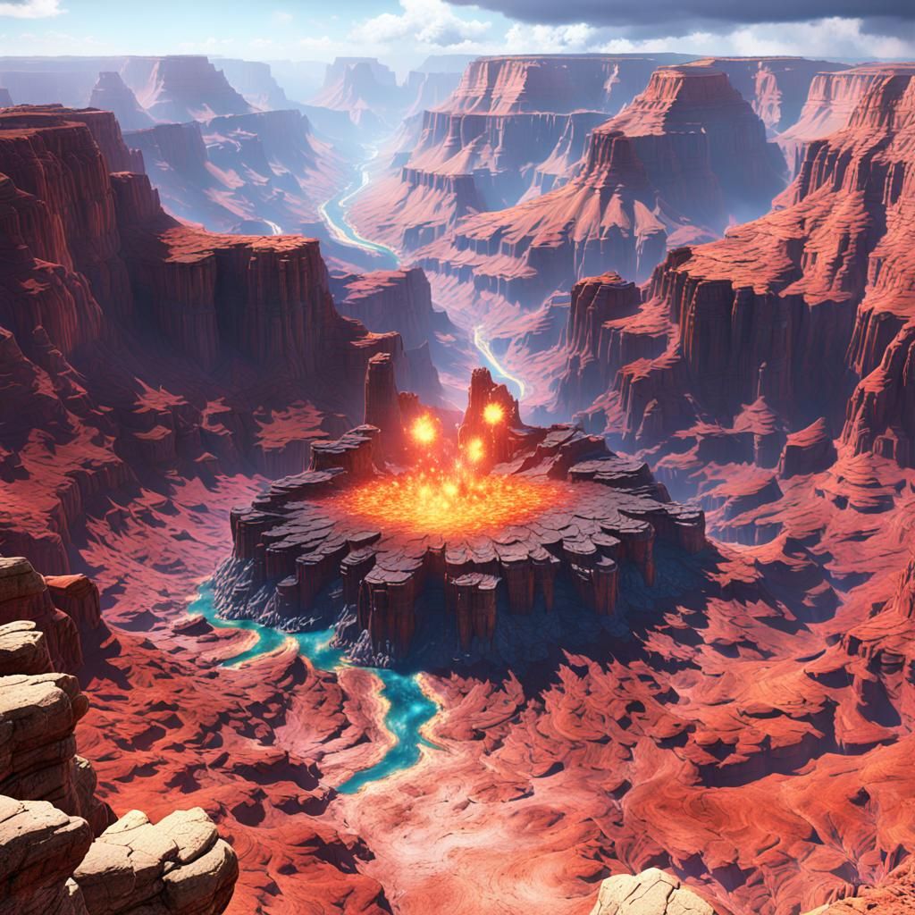 Grand Canyon Explosion: Detailed Matte Painting